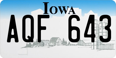 IA license plate AQF643