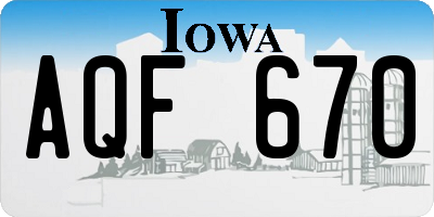 IA license plate AQF670