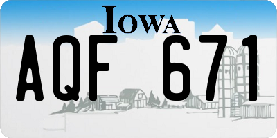 IA license plate AQF671