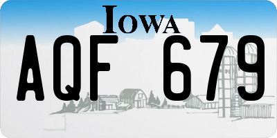 IA license plate AQF679