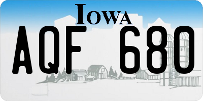IA license plate AQF680