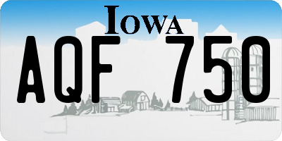 IA license plate AQF750