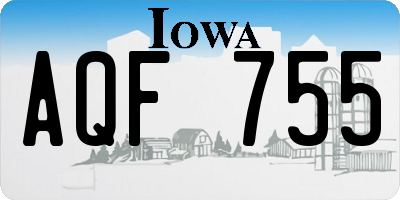 IA license plate AQF755