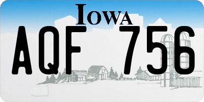 IA license plate AQF756