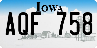 IA license plate AQF758