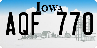 IA license plate AQF770