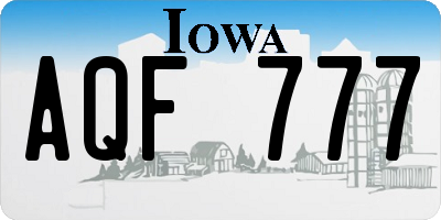 IA license plate AQF777