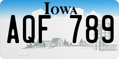 IA license plate AQF789