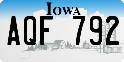 IA license plate AQF792