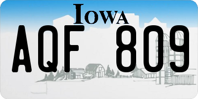 IA license plate AQF809