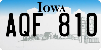 IA license plate AQF810