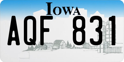 IA license plate AQF831