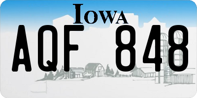 IA license plate AQF848