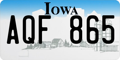 IA license plate AQF865