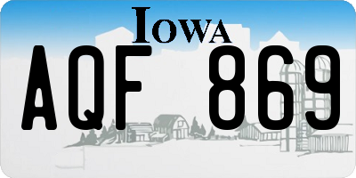 IA license plate AQF869