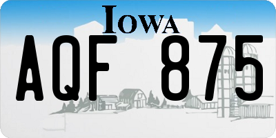 IA license plate AQF875