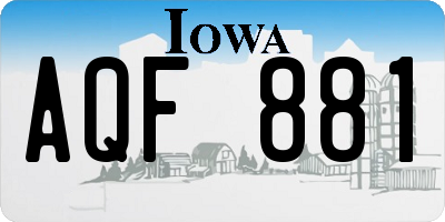 IA license plate AQF881