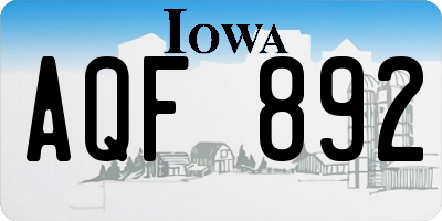IA license plate AQF892