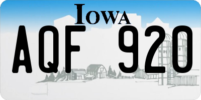 IA license plate AQF920