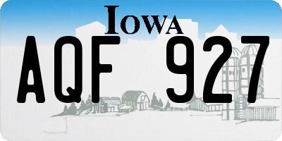 IA license plate AQF927