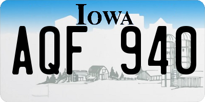 IA license plate AQF940