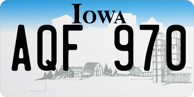 IA license plate AQF970