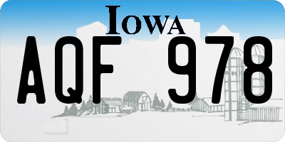 IA license plate AQF978