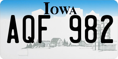 IA license plate AQF982