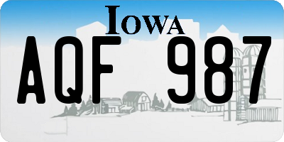 IA license plate AQF987