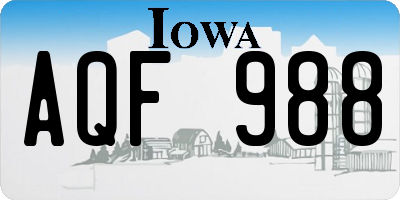 IA license plate AQF988