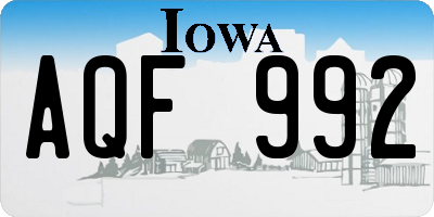 IA license plate AQF992