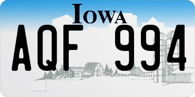 IA license plate AQF994