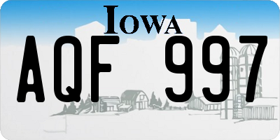 IA license plate AQF997