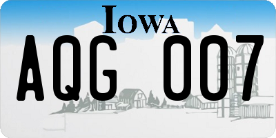 IA license plate AQG007