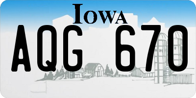 IA license plate AQG670