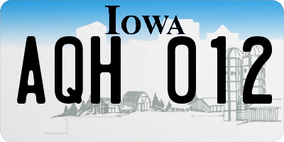IA license plate AQH012