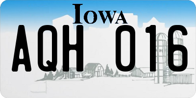 IA license plate AQH016