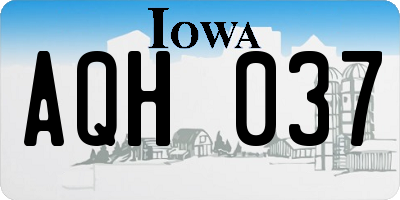 IA license plate AQH037