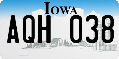 IA license plate AQH038