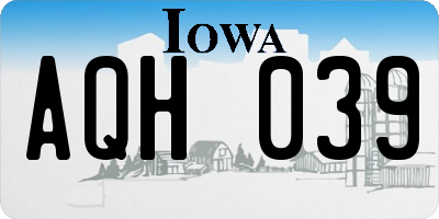 IA license plate AQH039