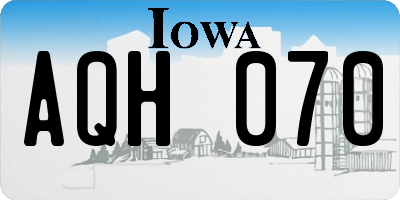 IA license plate AQH070
