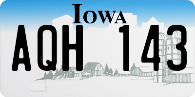 IA license plate AQH143