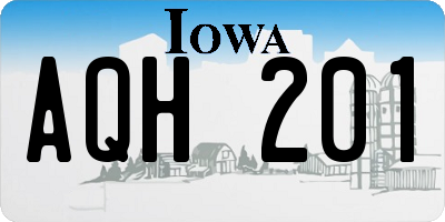 IA license plate AQH201