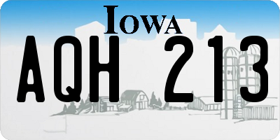 IA license plate AQH213