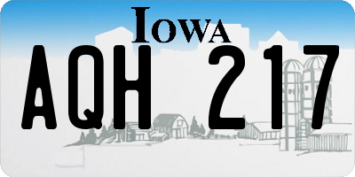 IA license plate AQH217