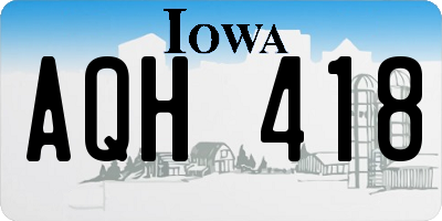 IA license plate AQH418