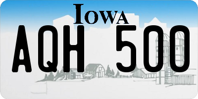 IA license plate AQH500
