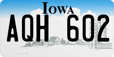 IA license plate AQH602