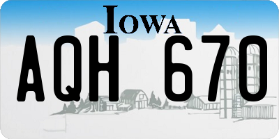 IA license plate AQH670