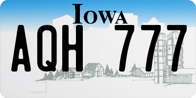 IA license plate AQH777